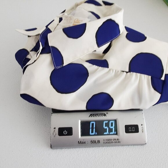 Da Rue Of California Womens Vintage Blue Polka Dot Button Up Blouse Size 16 - Picture 9 of 9